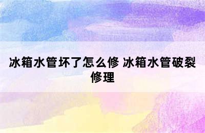 冰箱水管坏了怎么修 冰箱水管破裂修理